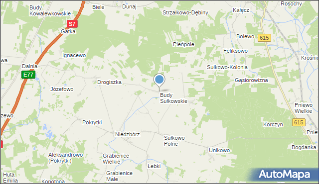 mapa Budy Sułkowskie, Budy Sułkowskie gmina Strzegowo na mapie Targeo